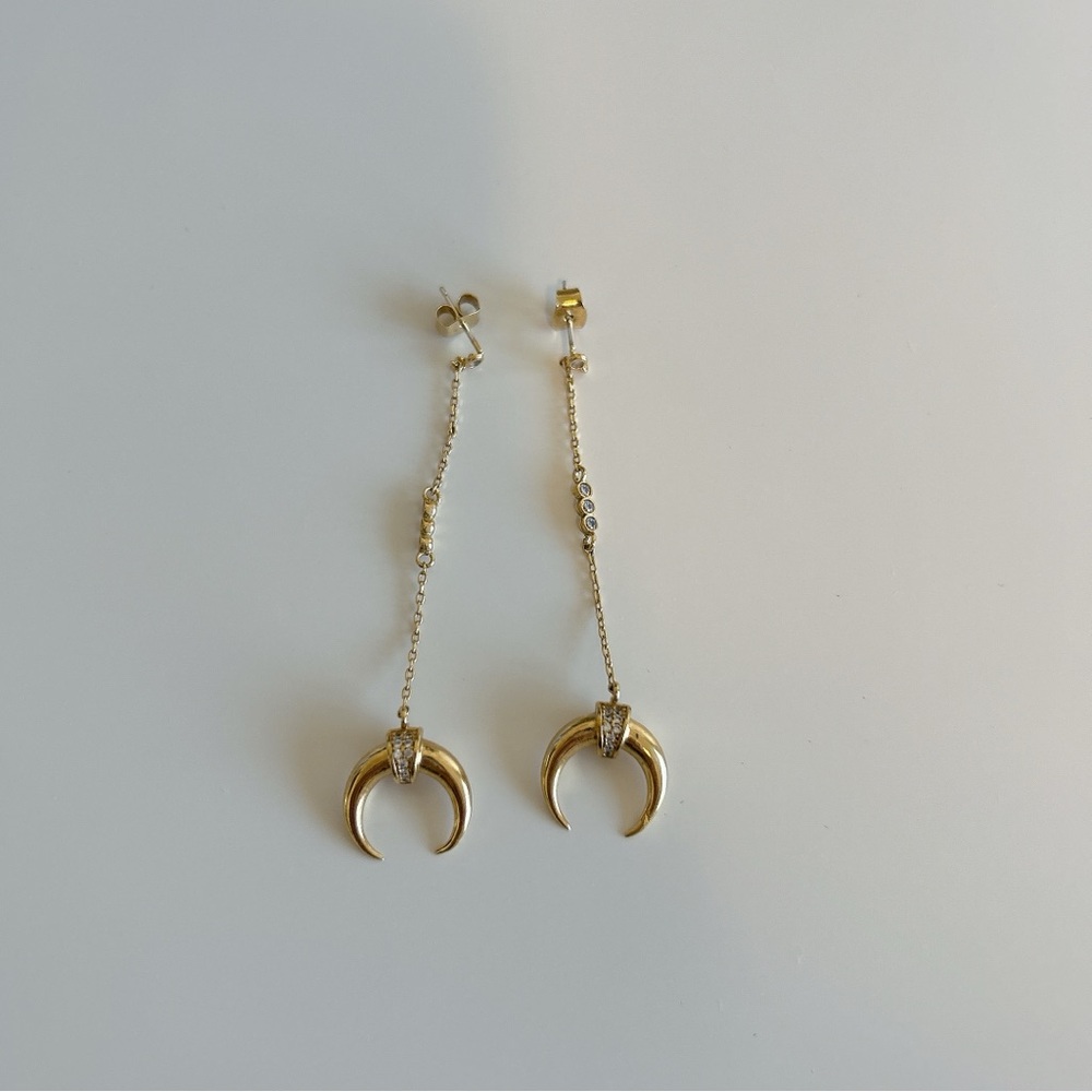 Gold Crescent Drop Earrings